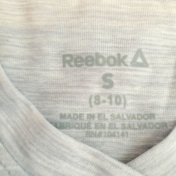 NWT GIRLS REEBOK V-NECK SHORT SLEEVE SPACEDYE "LOVE MORE THAN EVER" TOP SZ. S - Picture 3 of 4